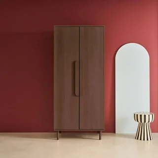 Armoire vintage 2 portes bois Juliana avec étagères et penderie