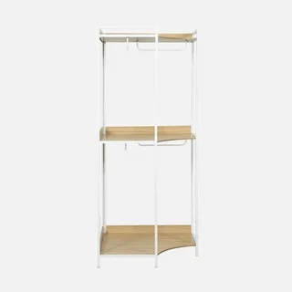 Armoire d'angle industrielle bois métal 4 tringles 2 étagères modulable