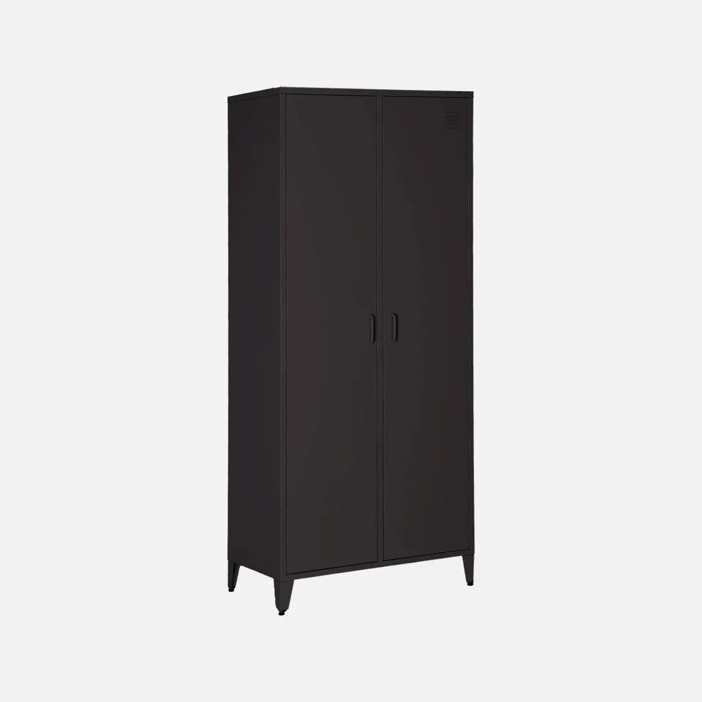 Armoire métal industriel 2 portes 4 étagères penderie Soho