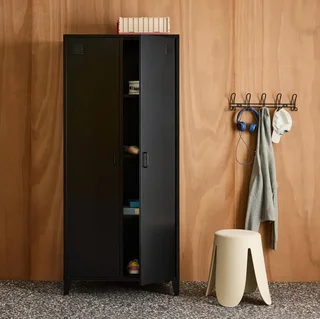 Armoire métal industriel 2 portes 4 étagères penderie Soho