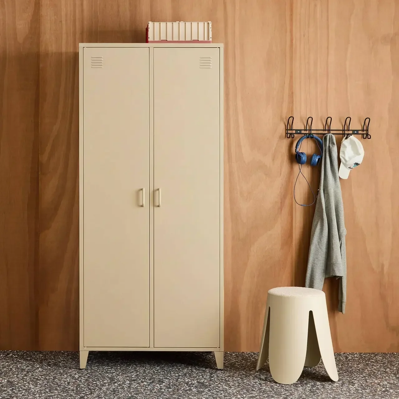 Armoire industrielle métal 2 portes 4 étagères penderie Soho