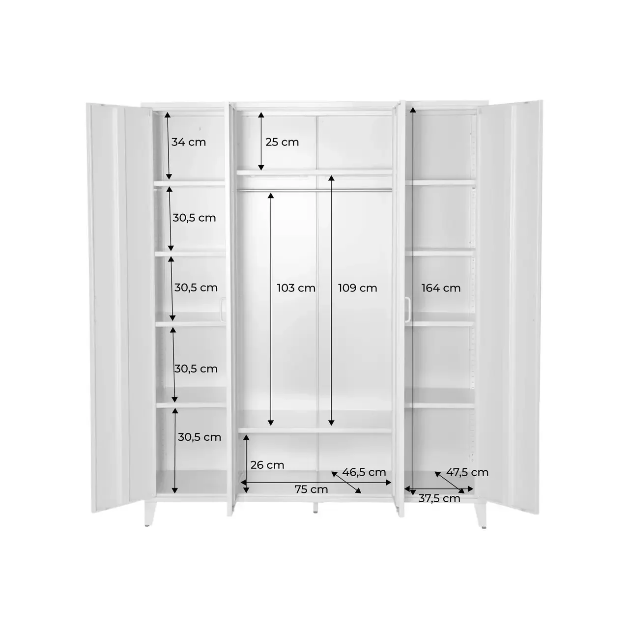 Armoire industrielle 4 portes métal - rangement chambre penderie Soho