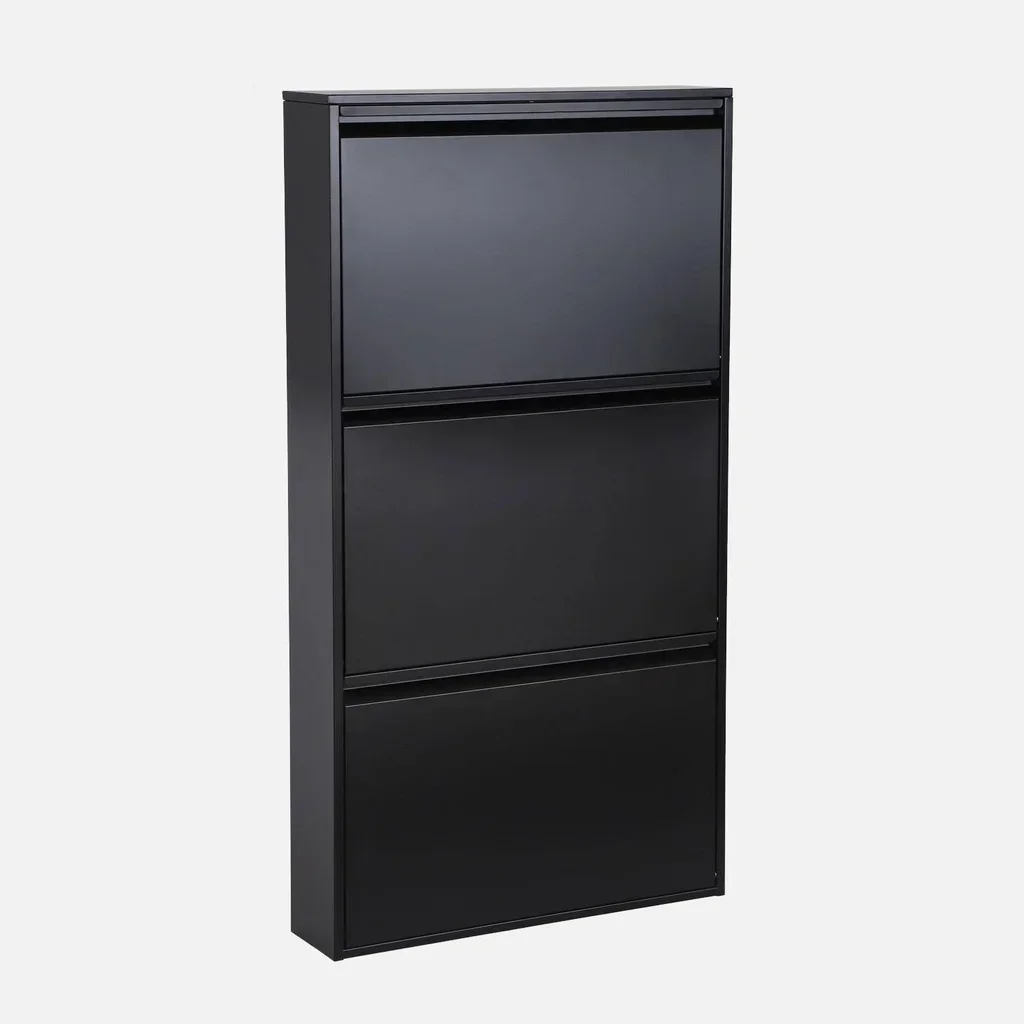 Armoire à chaussures métal style industriel 3 portes abattantes Kentucky
