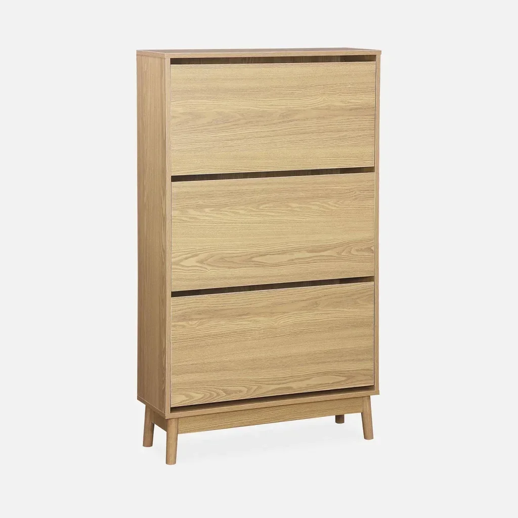 Armoire à chaussures nordique bois 3 portes abattantes style scandinave Dune