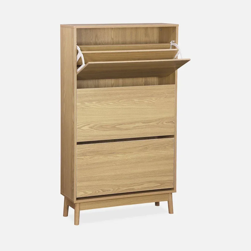 Armoire à chaussures nordique bois 3 portes abattantes style scandinave Dune