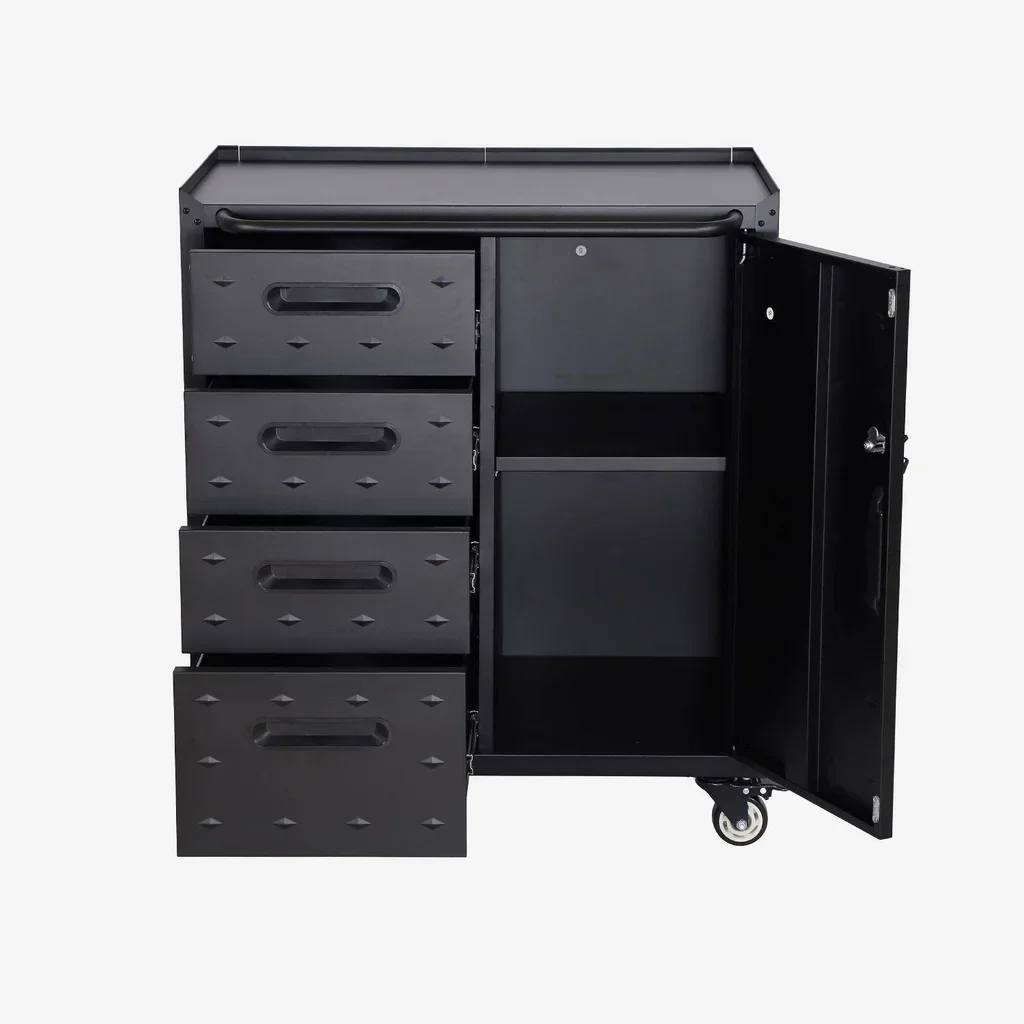 Armoire atelier 4 tiroirs 1 porte acier sur roulettes Bobby