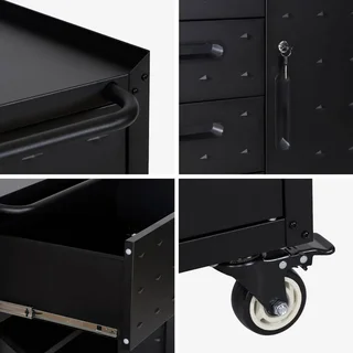 Armoire atelier 4 tiroirs 1 porte acier sur roulettes Bobby