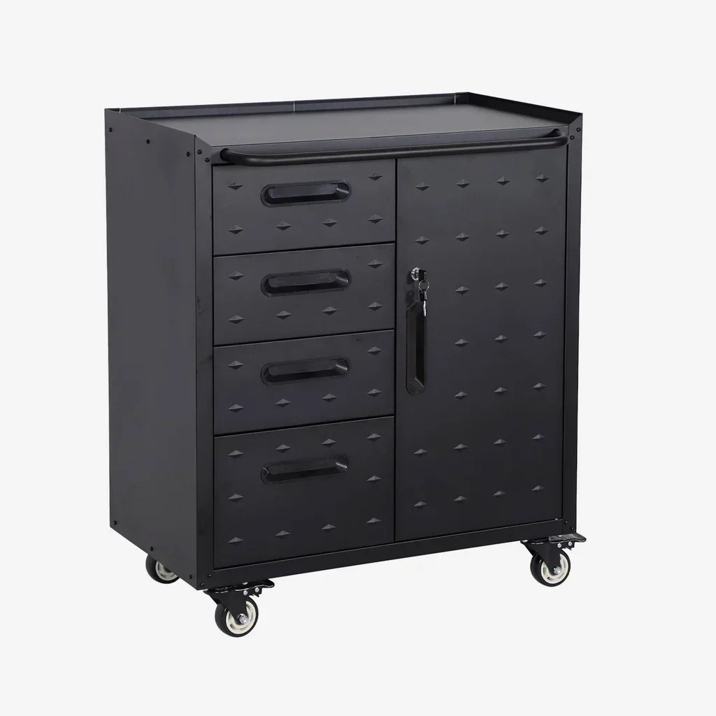Armoire atelier 4 tiroirs 1 porte acier sur roulettes Bobby