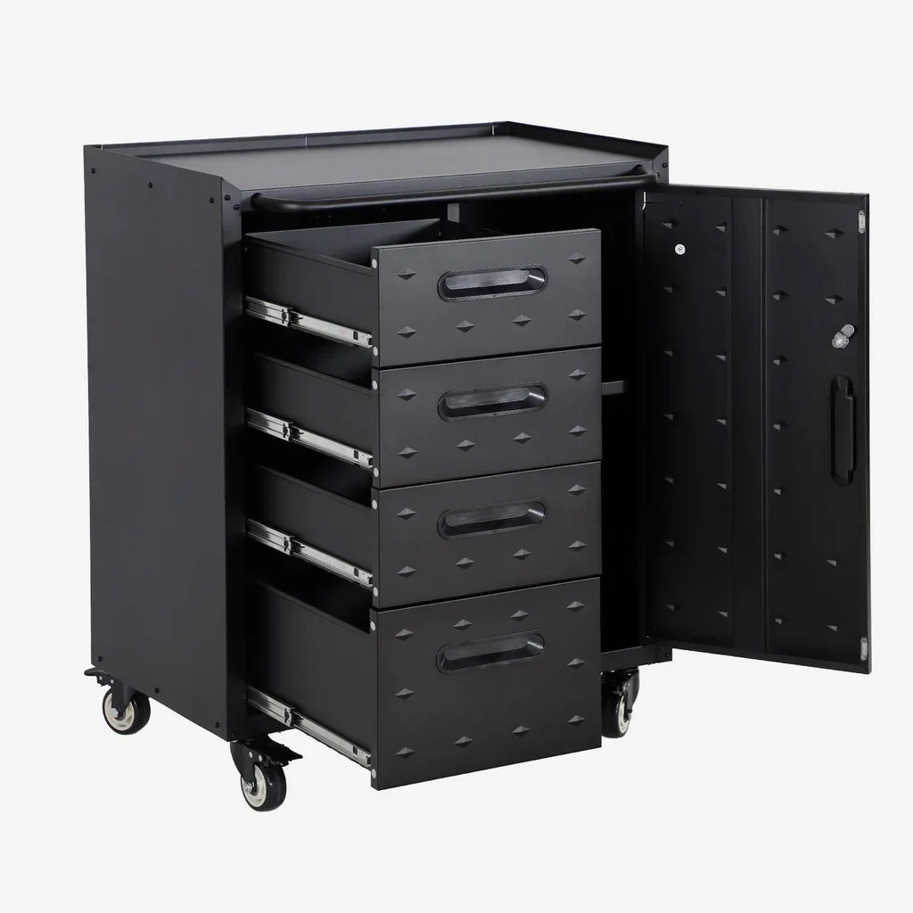 Armoire atelier 4 tiroirs 1 porte acier sur roulettes Bobby