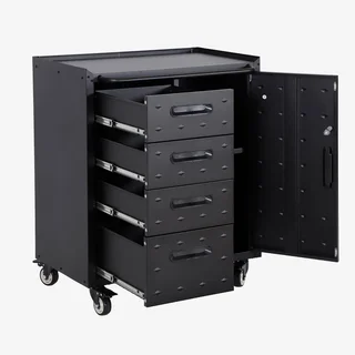 Armoire atelier 4 tiroirs 1 porte acier sur roulettes Bobby