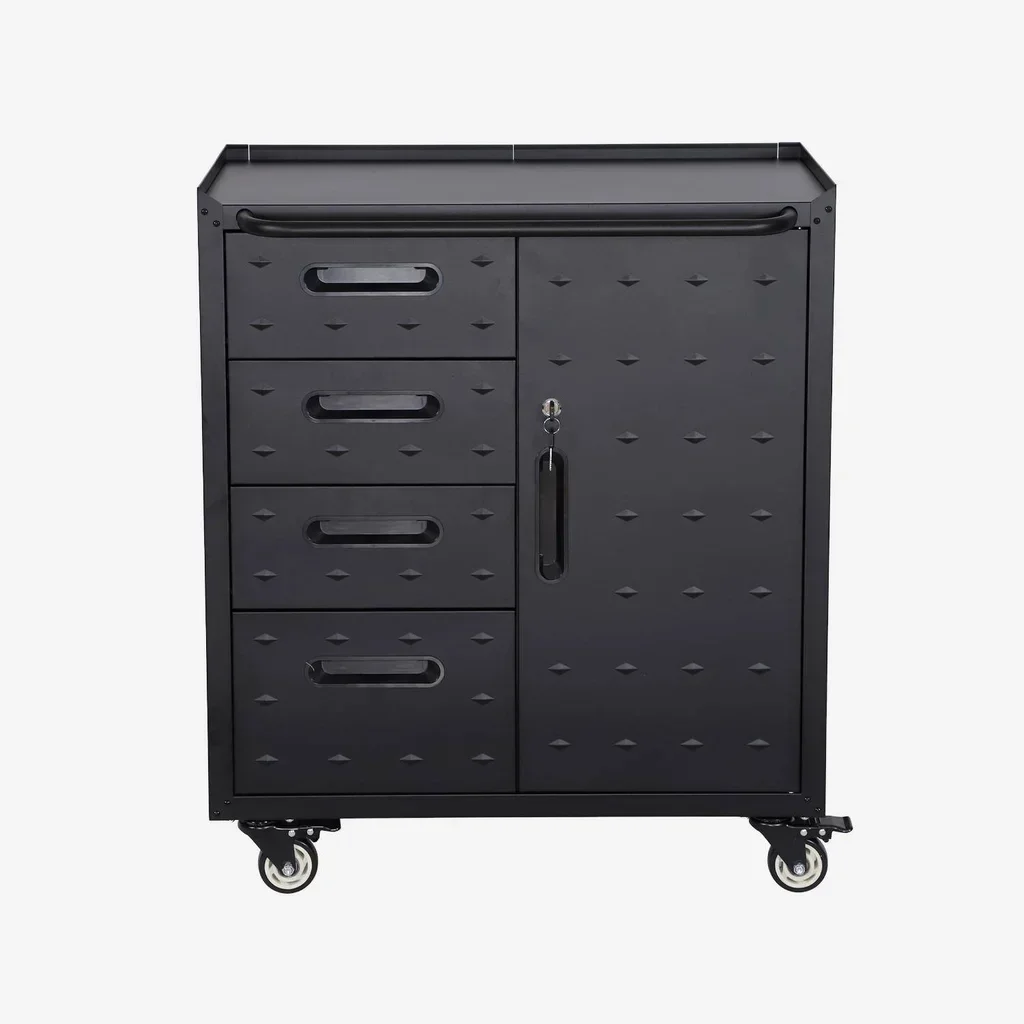 Armoire atelier 4 tiroirs 1 porte acier sur roulettes Bobby