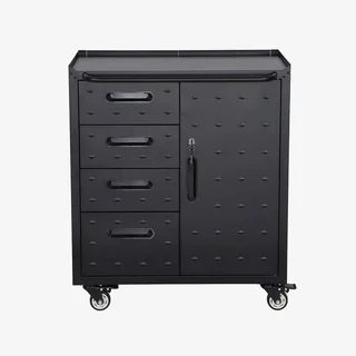 Armoire atelier 4 tiroirs 1 porte acier sur roulettes Bobby