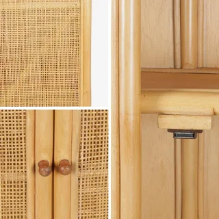 Armoire enfant bohème rotin naturel cannage vintage Arlo