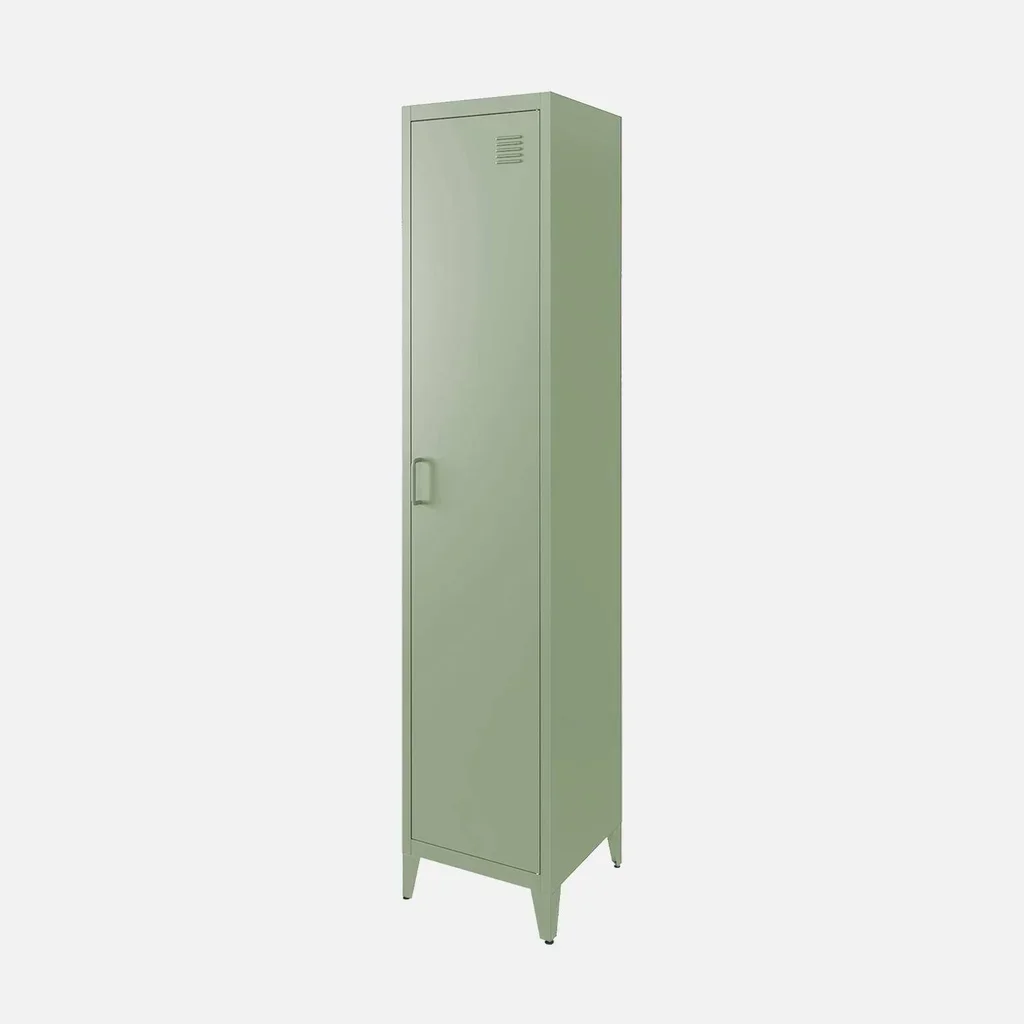 Armoire métallique industrielle 4 compartiments bleu-gris chambre