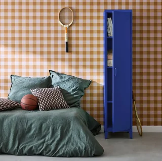 Armoire métallique industrielle 4 compartiments rangement chambre Soho bleu-gris