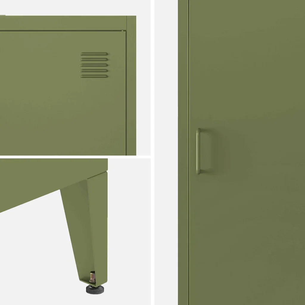 Armoire métallique industrielle 4 compartiments bleu-gris Soho