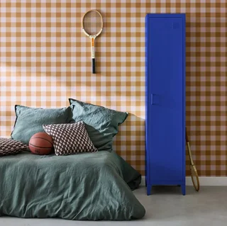 Armoire métallique industrielle 4 compartiments rangement chambre Soho bleu-gris