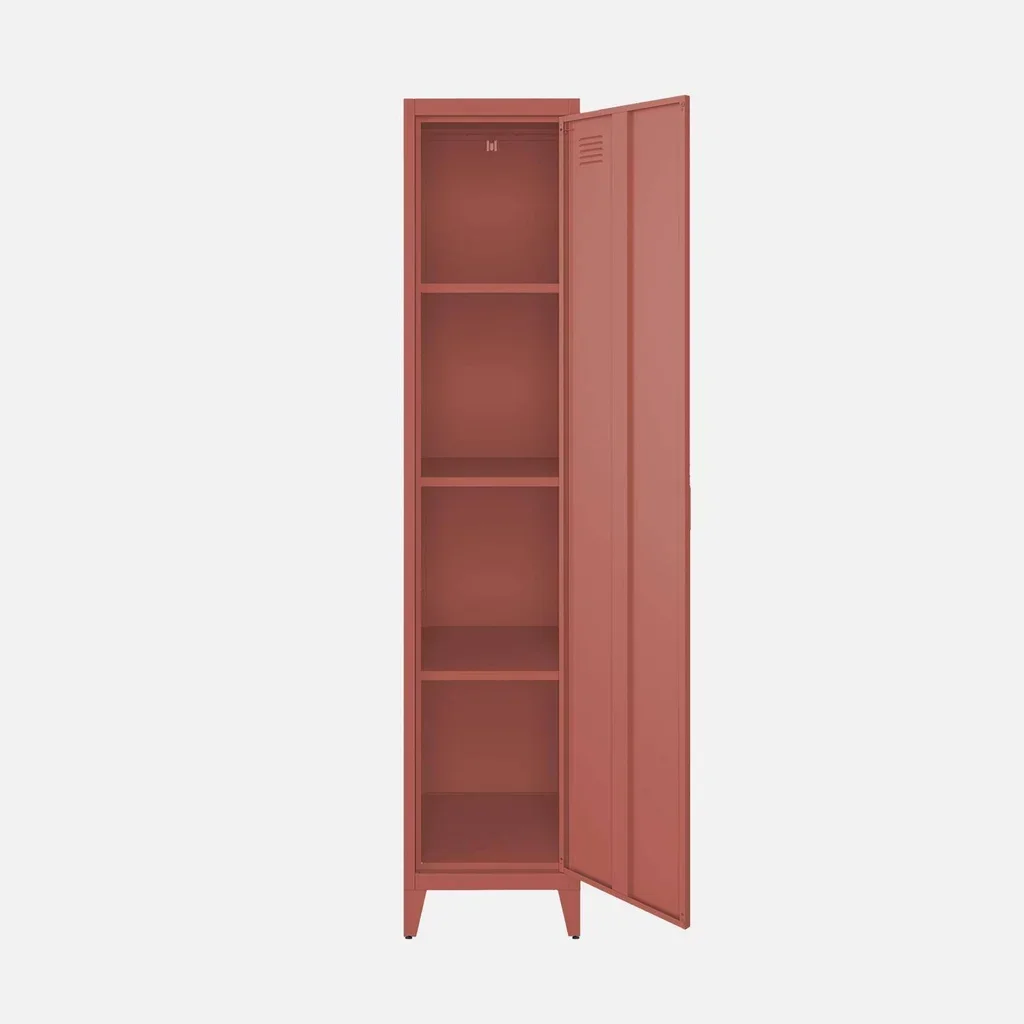 Armoire métallique industrielle 4 compartiments bleu-gris chambre
