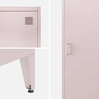 Armoire métallique industrielle bleu-gris 4 compartiments chambre Soho