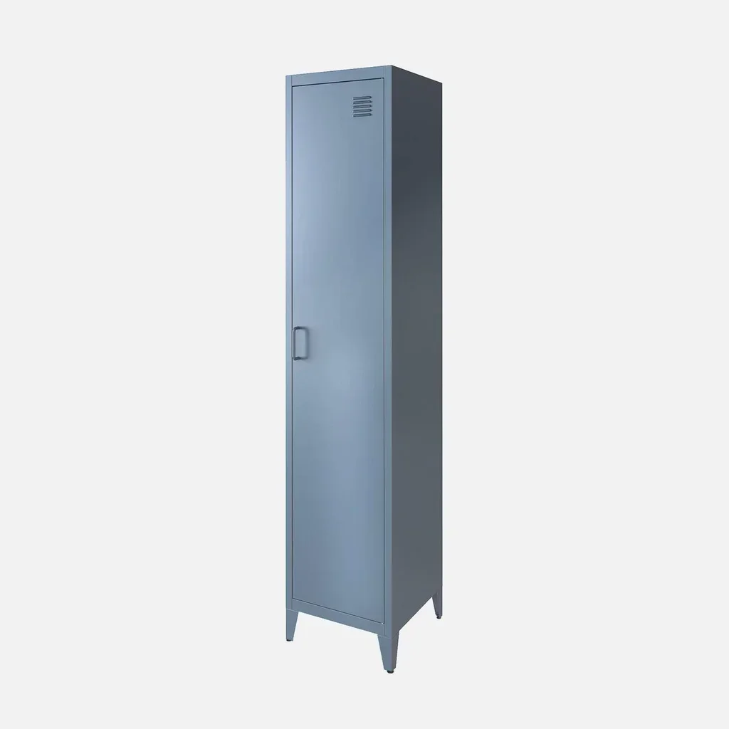 Armoire métallique industrielle bleu-gris 4 étagères réglables chambre