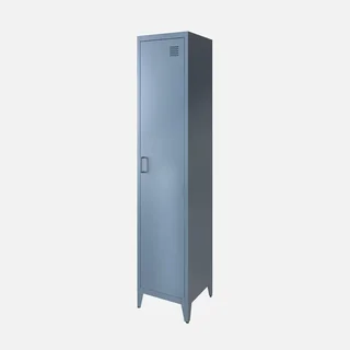 Armoire métallique industrielle bleu-gris 4 étagères réglables chambre