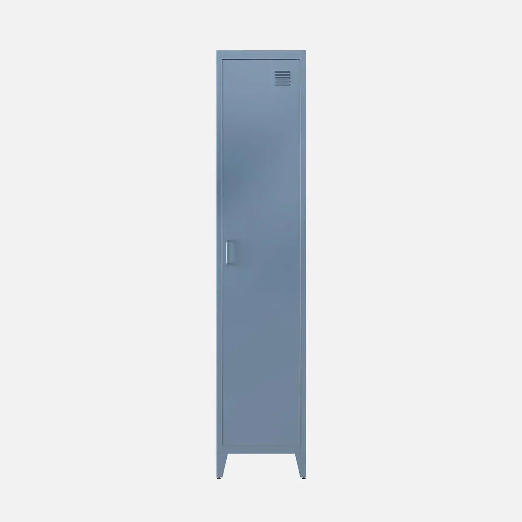 Armoire métallique industrielle bleu-gris 4 étagères réglables chambre