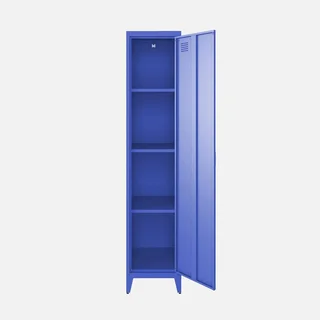 Armoire métallique industrielle 4 compartiments rangement chambre Soho bleu-gris
