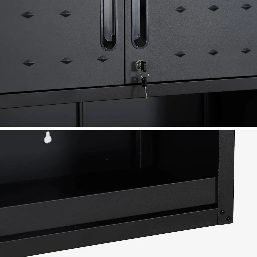 Black Metal Bobby Workshop Wall Cabinet with 2 Lockable Doors
