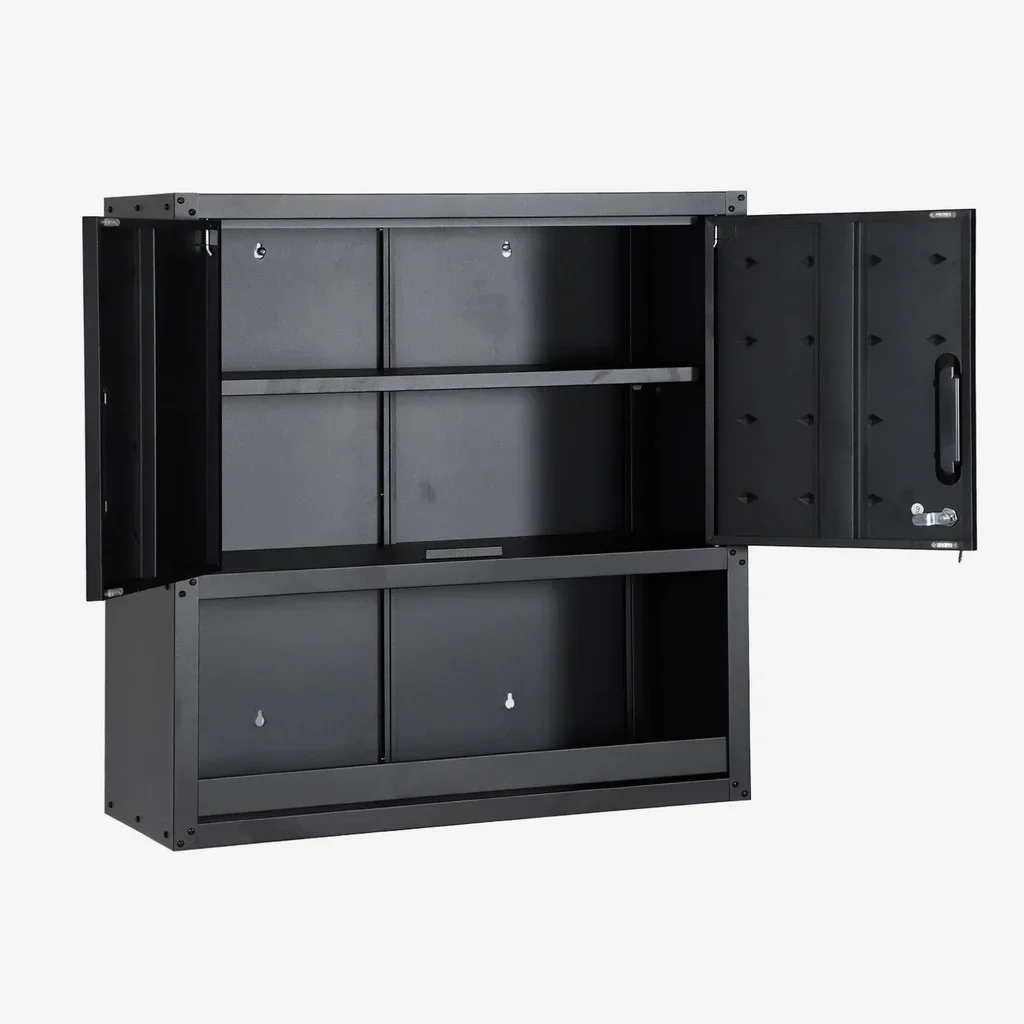 Black Metal Bobby Workshop Wall Cabinet with 2 Lockable Doors
