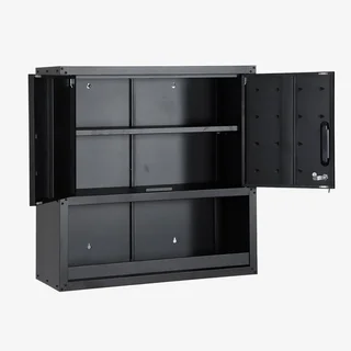 Black Metal Bobby Workshop Wall Cabinet with 2 Lockable Doors