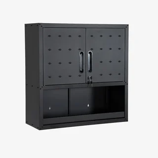 Black Metal Bobby Workshop Wall Cabinet with 2 Lockable Doors