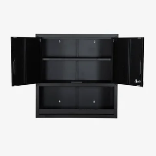 Black Metal Bobby Workshop Wall Cabinet with 2 Lockable Doors