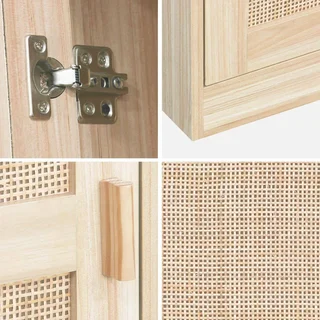 1-Door Cane Wardrobe Wood 5 Shelves Camargue