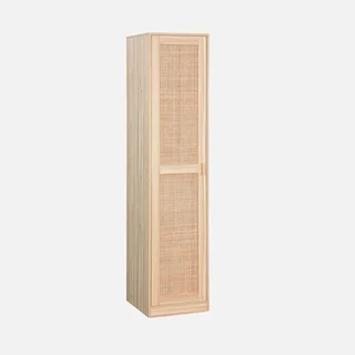 1-Door Cane Wardrobe Wood 5 Shelves Camargue