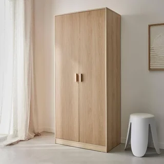 Armoire penderie 2 portes Linear finition décor bois style scandinave