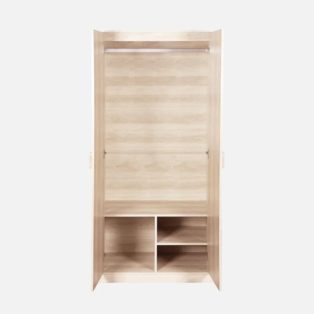 Armoire penderie 2 portes Linear finition décor bois style scandinave