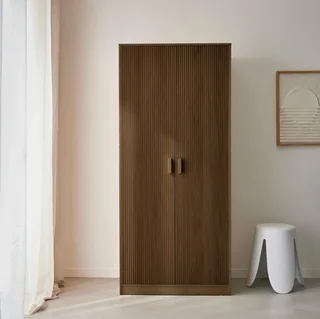 Armoire penderie 2 portes Linear finition bois scandinave