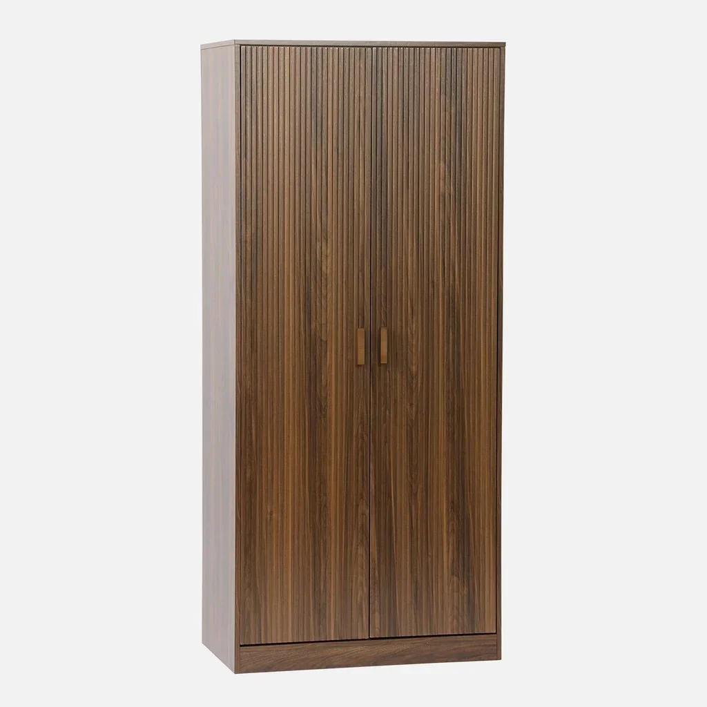 Armoire penderie 2 portes Linear finition bois scandinave