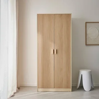 Armoire penderie 2 portes Linear finition décor bois style scandinave