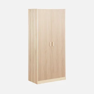 Armoire penderie 2 portes Linear finition décor bois style scandinave