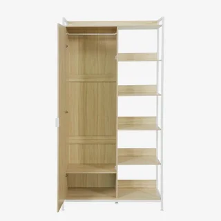 Armoire penderie bois métal 6 étagères porte battante Clever