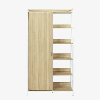 Armoire penderie bois métal 6 étagères porte battante Clever
