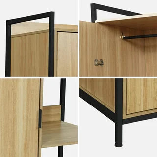 Armoire penderie bois métal 6 étagères porte battante Clever