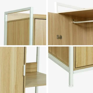 Armoire penderie bois métal 6 étagères porte battante Clever
