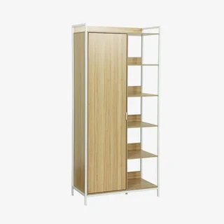 Armoire penderie bois métal 6 étagères porte battante Clever