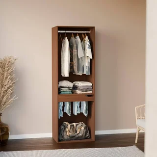 Armoire penderie bois avec rangement pantalons et étagères Modulo