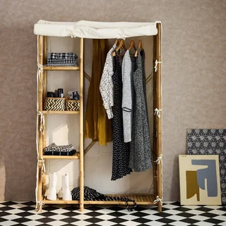 Armoire bambou 3 niveaux Fidji rangement salle de bain chambre