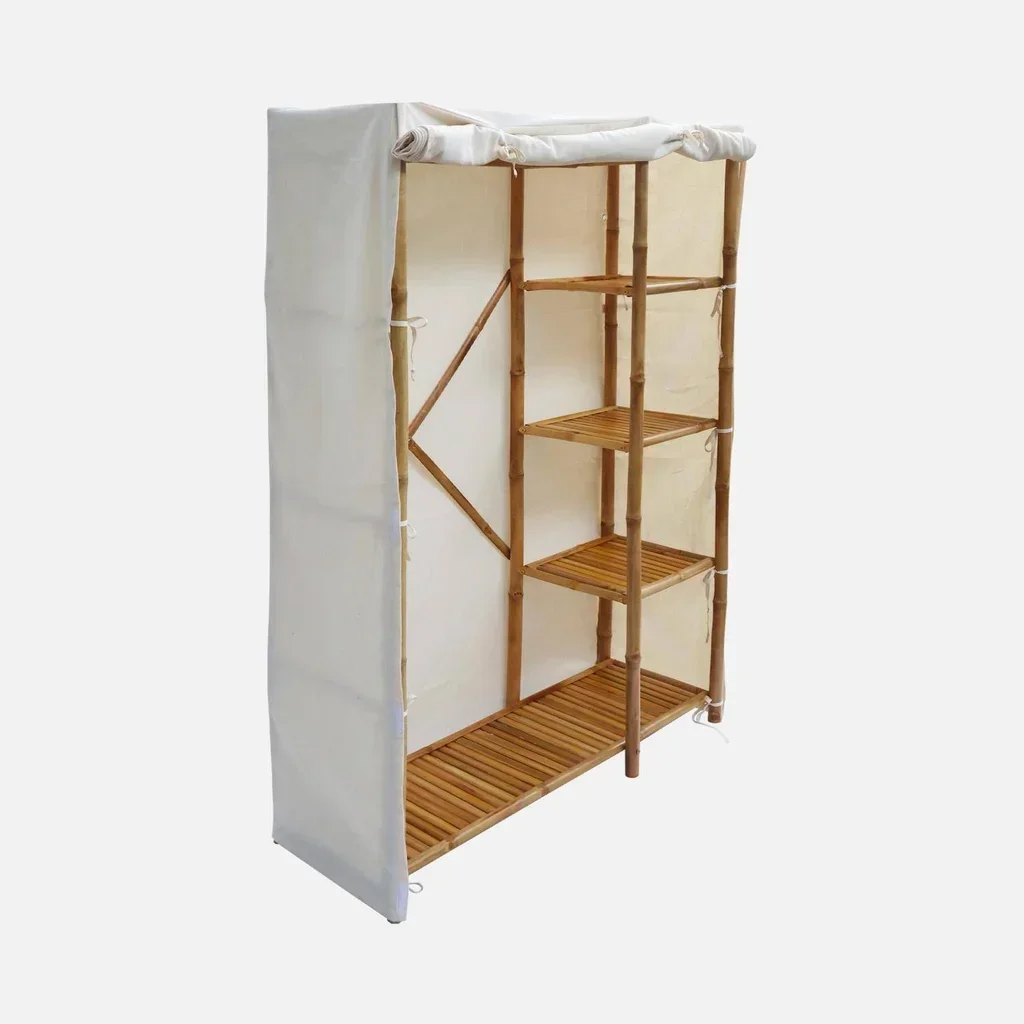 Armoire bambou 3 niveaux Fidji rangement salle de bain chambre