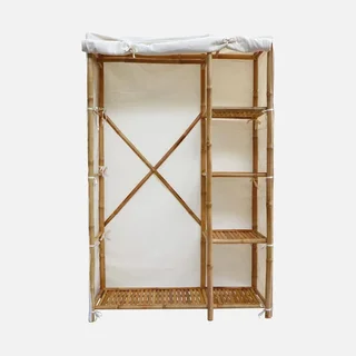 Armoire bambou 3 niveaux Fidji rangement salle de bain chambre