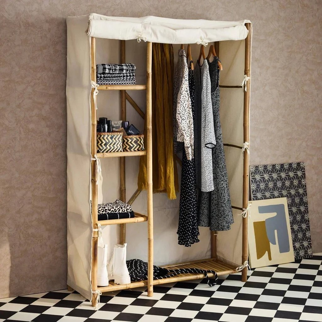 Armoire bambou 3 niveaux Fidji rangement salle de bain chambre